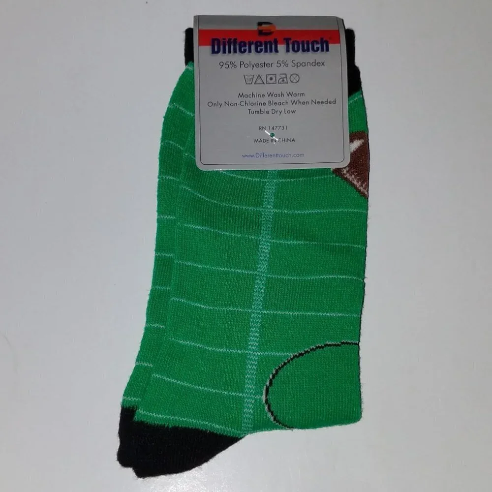 NEW Different Touch Football Socks Green Men Sock Size 10-13/Fits Shoe Size 6-10